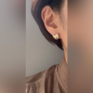 Crumple Gold Heart Earrings